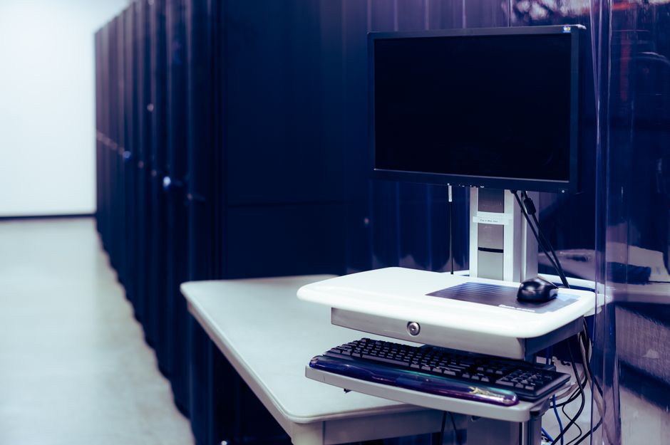 Racks in a data centre corridor